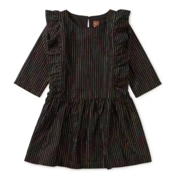 Tea Collection Rainbow Metallic Ruffle Dress Size 7 cotton - Picture 1 of 5